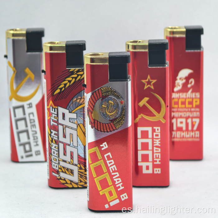 Encendedor de cigarrillos de gas butano eléctrico de metal recargable con envoltura de papel